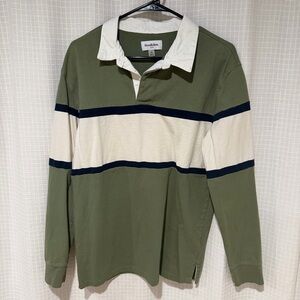 Goodfellow & Co Olive, White & Navy Rugby Polo